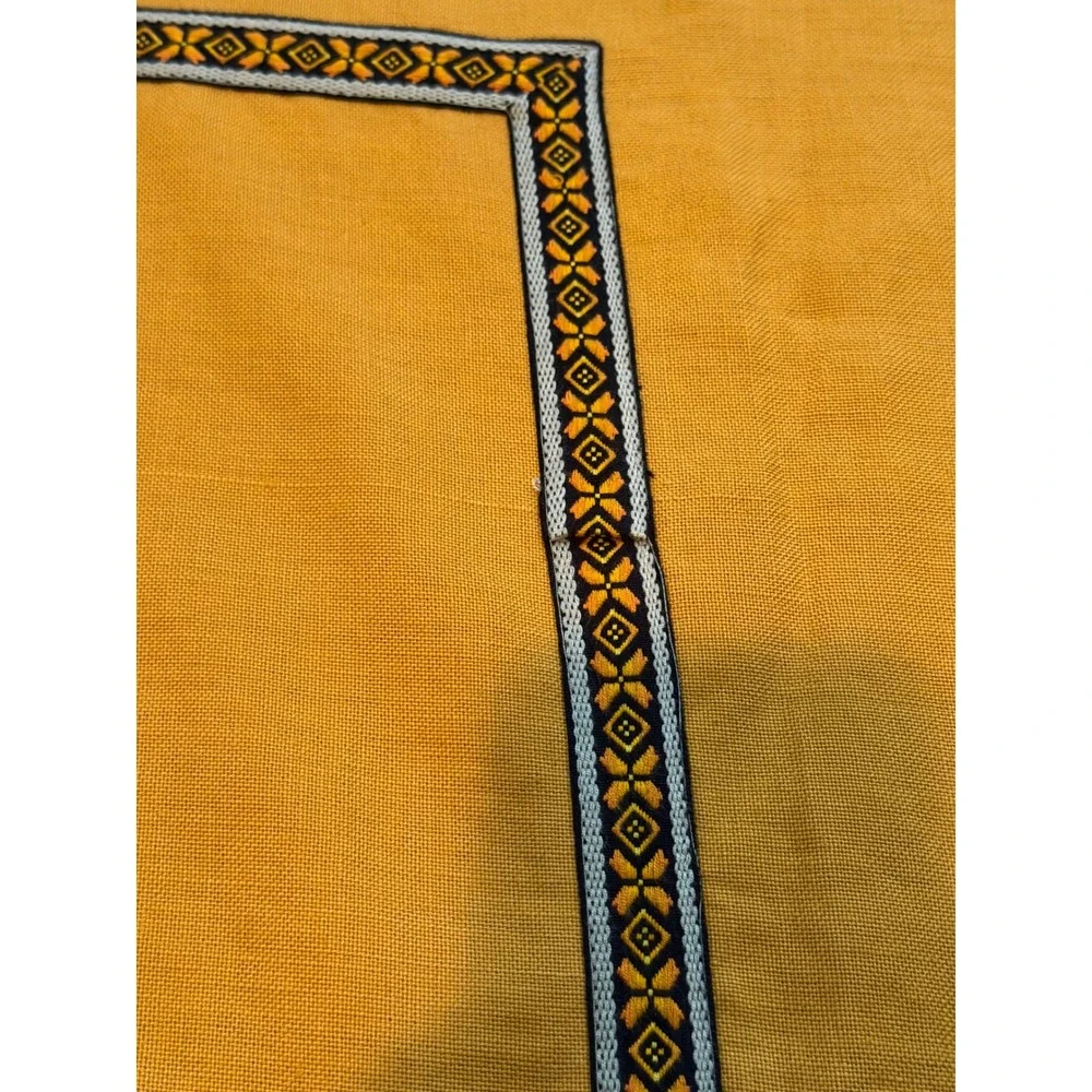 Orange Vintage Rectangular Tablecloth with Geometric Center Border Pattern 64x42